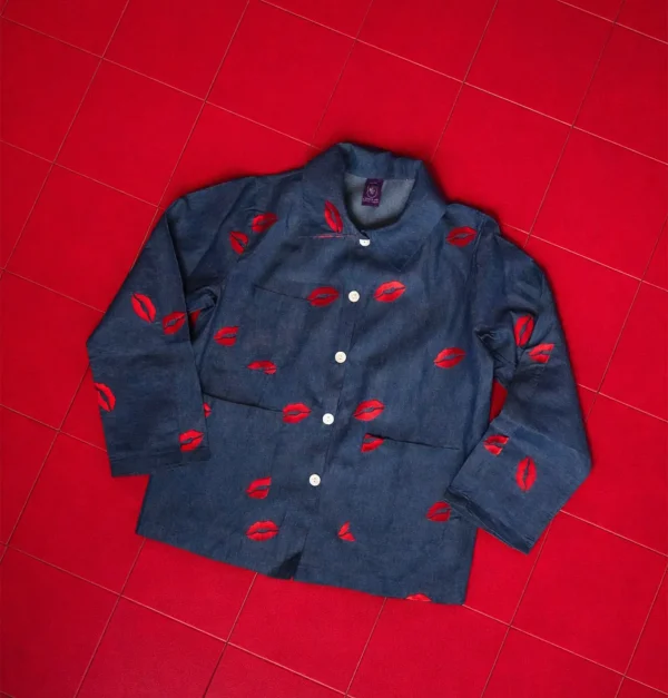 denim jacket stampata Flowerart Matteo Crugnola fioraio Legnano shop