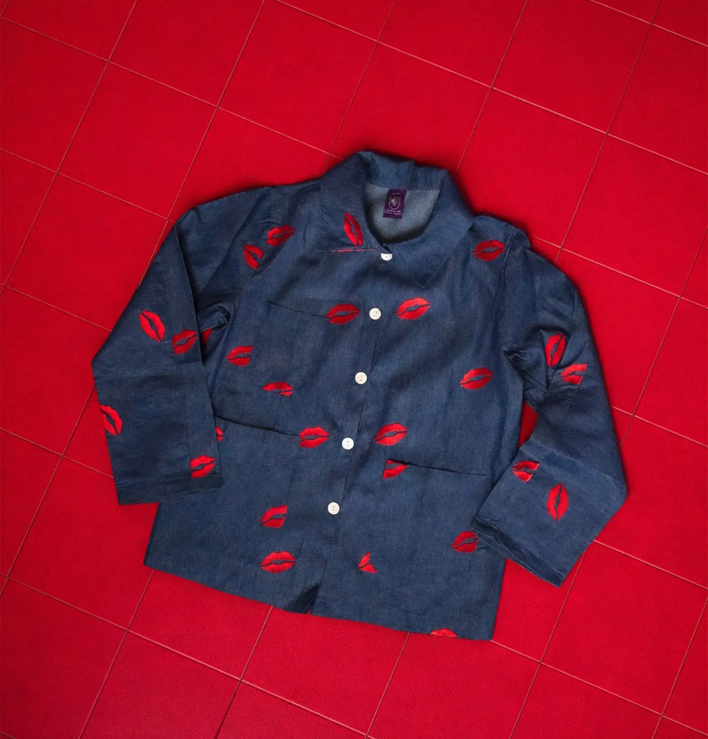 denim jacket stampata Flowerart Matteo Crugnola fioraio Legnano shop