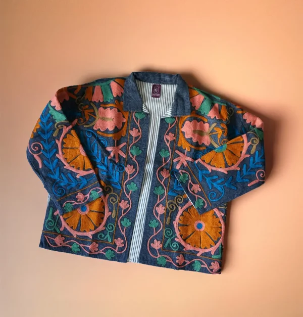 Jacket denim blossom arancio Flowerart Matteo Crugnola fiorista legnano fioraio legnano shop online