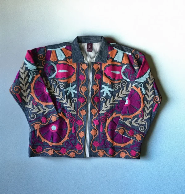 Jacket denim blossom magenta Flowerart Matteo Crugnola fiorista legnano fioraio legnano shop online