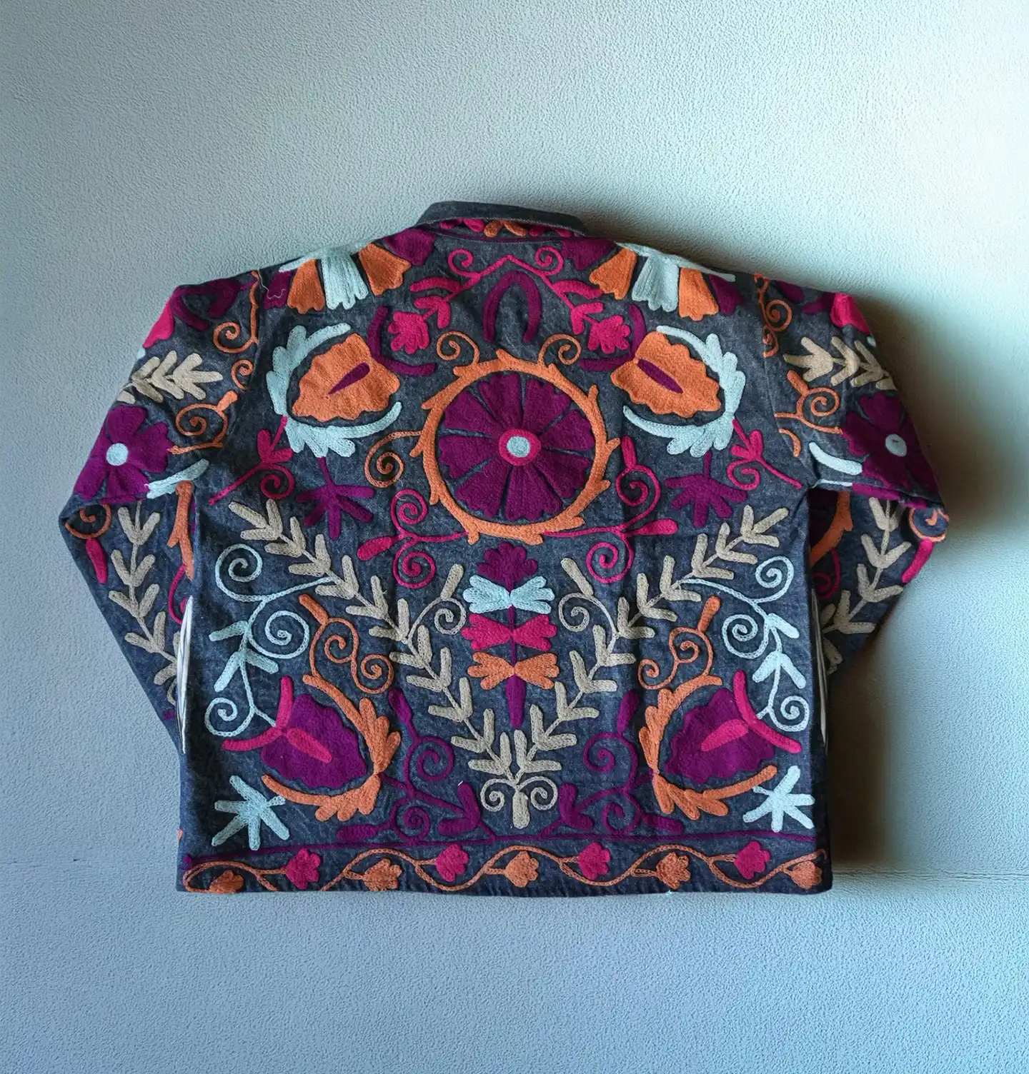Jacket denim blossom magenta retro Flowerart Matteo Crugnola fiorista legnano fioraio legnano shop online
